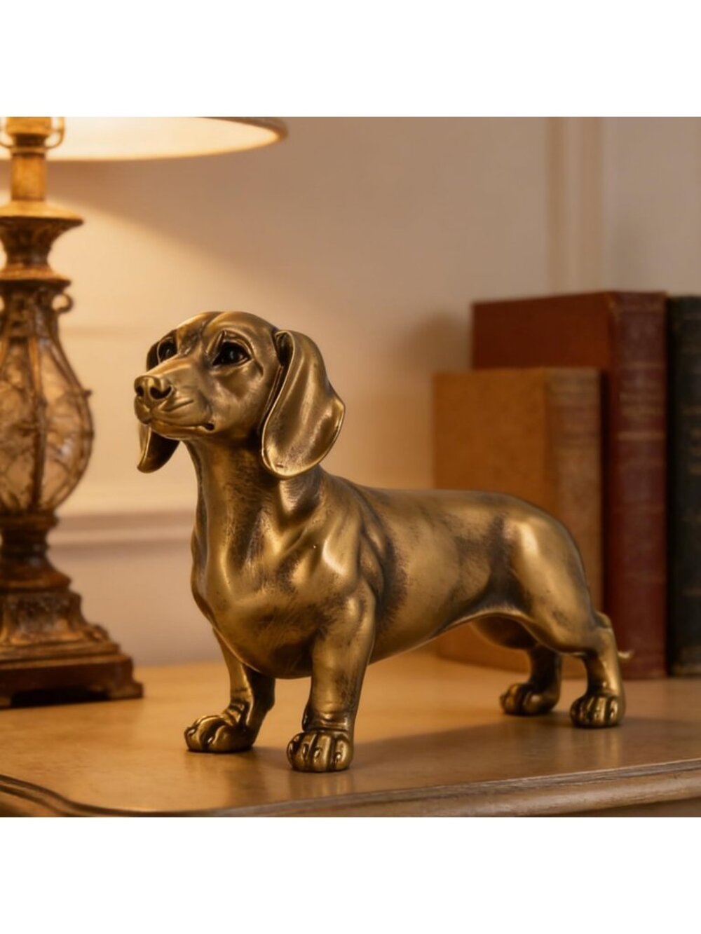 Charming Bronze Dachshund Figurine | Dog Lovers Home Decor & Room Accent